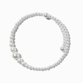 White Pearl Coil Wrap Bracelet ,