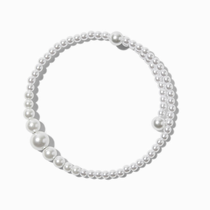 White Pearl Coil Wrap Bracelet ,