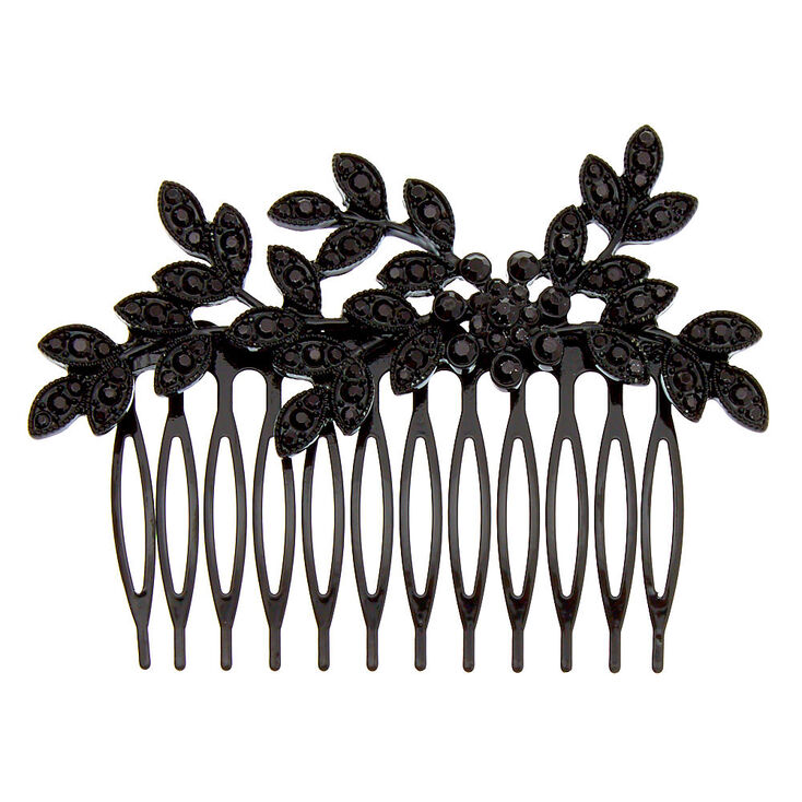 Claire's Peigne feuille en strass - Noir
