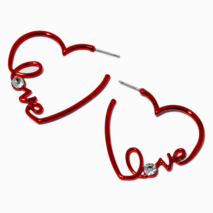 Valentine&#39;s Day &quot;Love&quot; Heart Hoop Earrings,