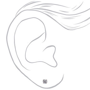 Clous d&#39;oreilles en argent avec strass rond en zircon cubique - 4&nbsp;mm,