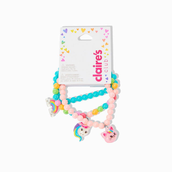 Claire&#39;s Club Charm Beaded Stretch Bracelets - 3 Pack,