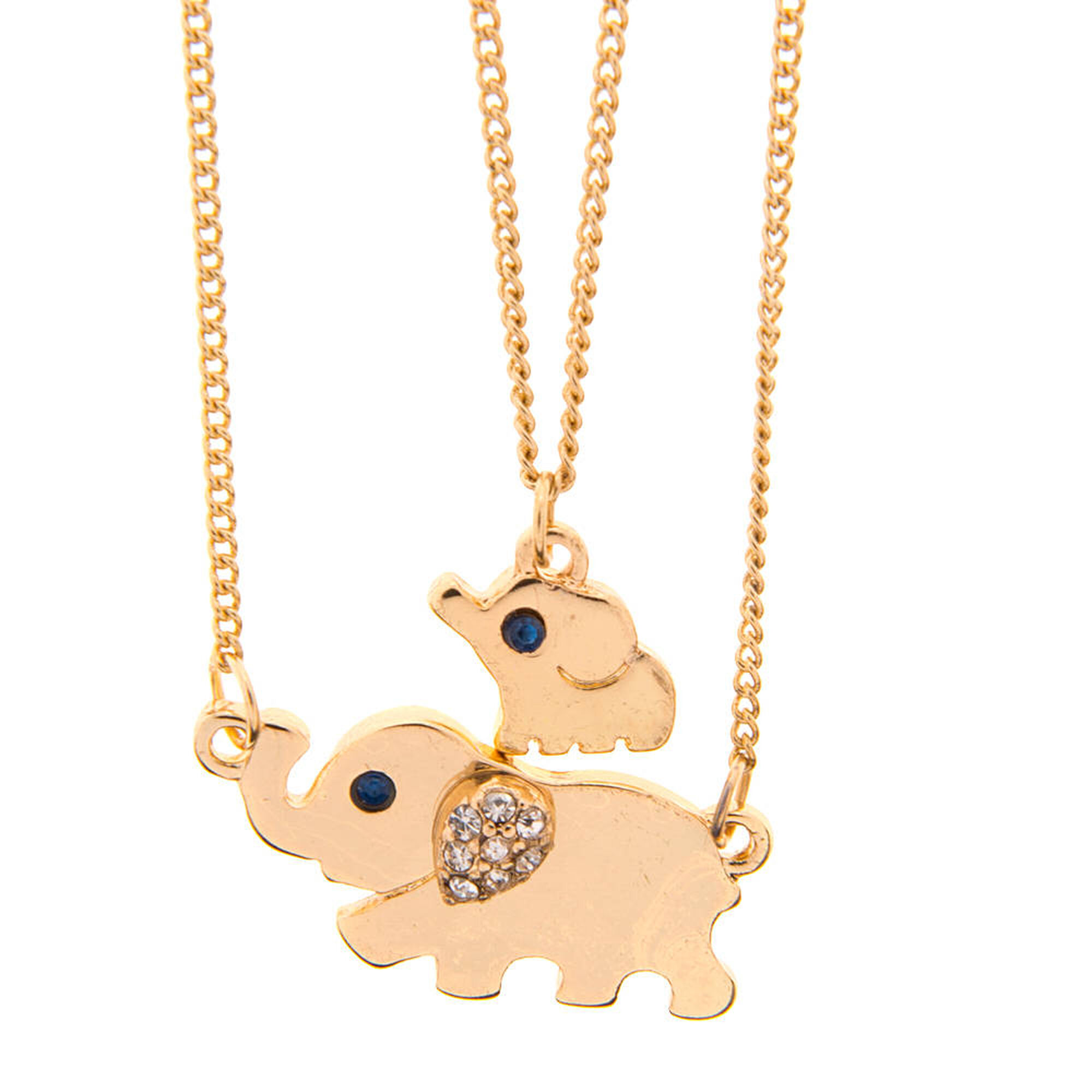 Gold Mama and Baby Elephant Pendant Necklace | Claire's US