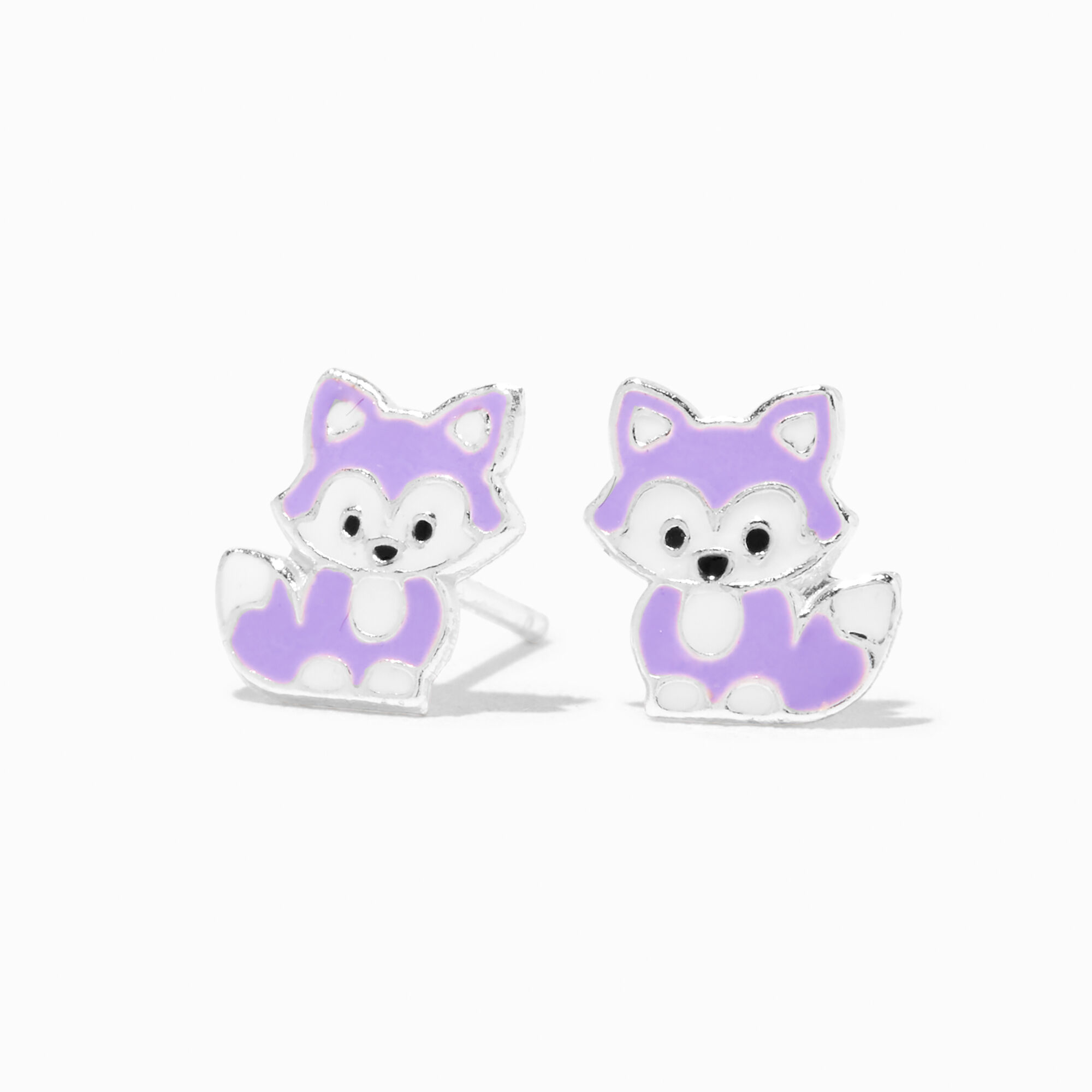 View Claires Lavender Fox Stud Earrings Silver information