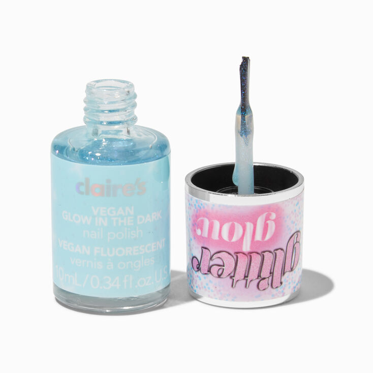 Glitter Glow Vegan Glow in The Dark Nail Polish - Blue,