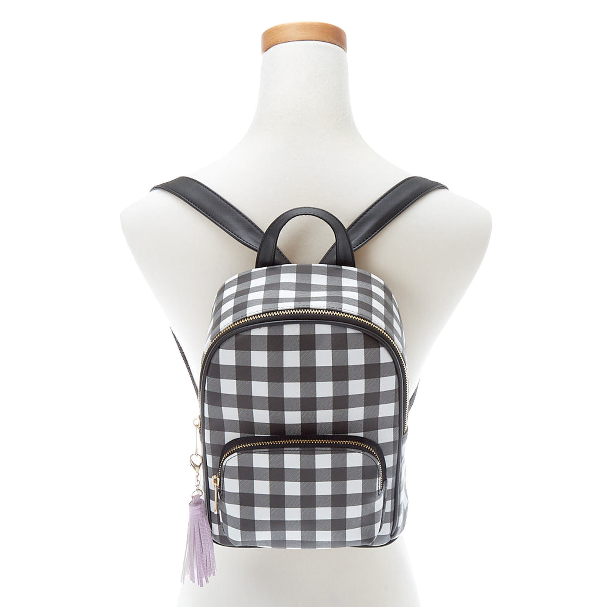 claire\u2019s Daypack black-white check pattern casual look Bags Backpacks claire’s 