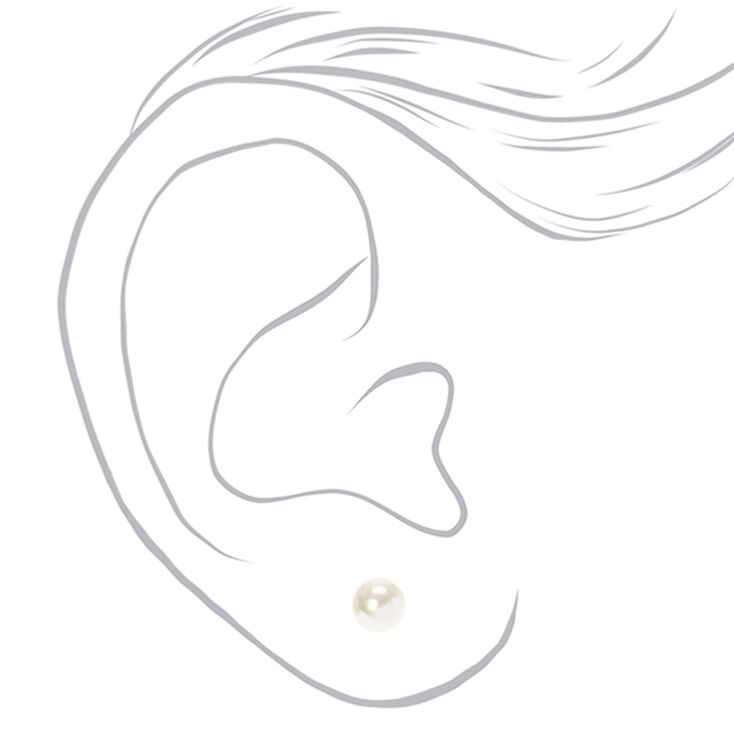 8MM White Pearl Stud Earrings,