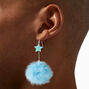 Blue Star Glow in the Dark Pom 3&#39;&#39; Drop Earrings,