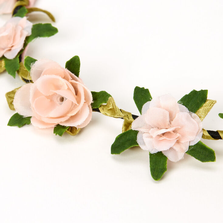 Leaves &amp; Roses Flower Crown Headwrap - Blush Pink,