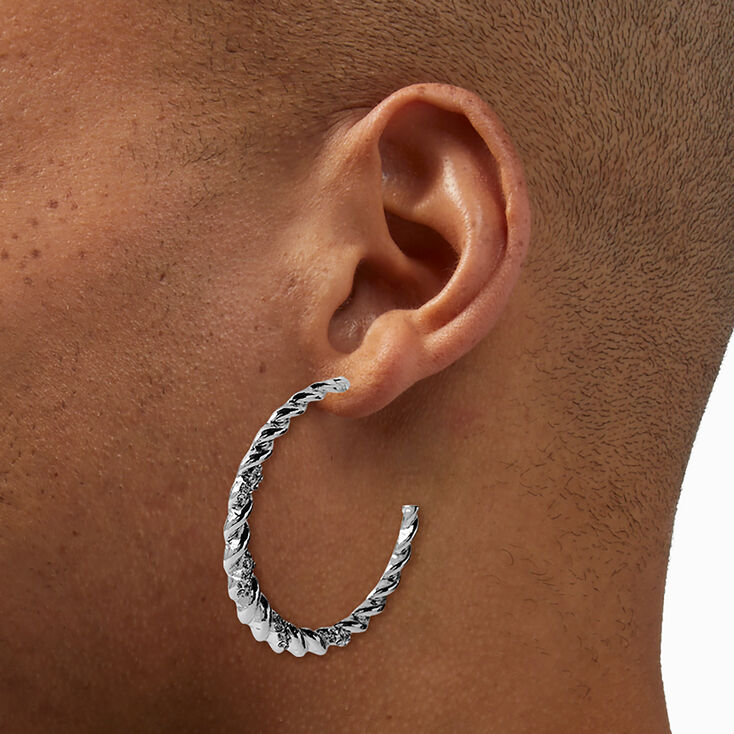Silver-tone Bubble Hoop Earrings,