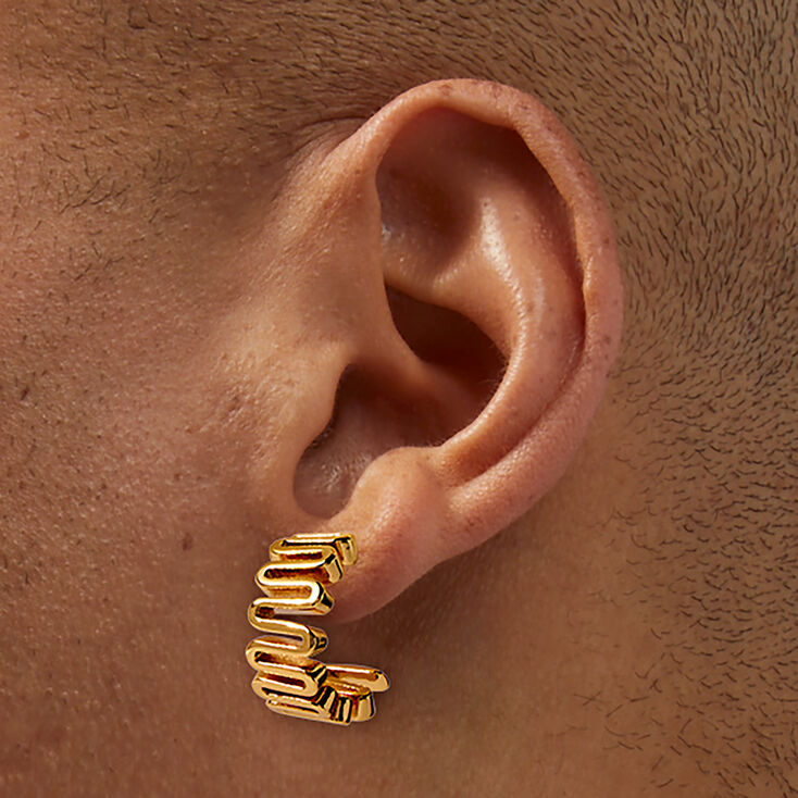 C LUXE by Claire&#39;s 18k Yellow Gold Plated Squiggle Hoop Earrings,
