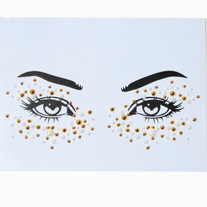 Eye-liner en strass avec amas de perles d&#39;imitation et couleur dor&eacute;e,