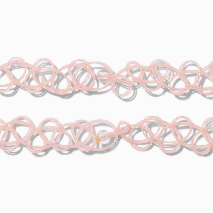 Best Friends Gold-tone Bubble Letter Pink Tattoo Choker Necklaces - 2 Pack,