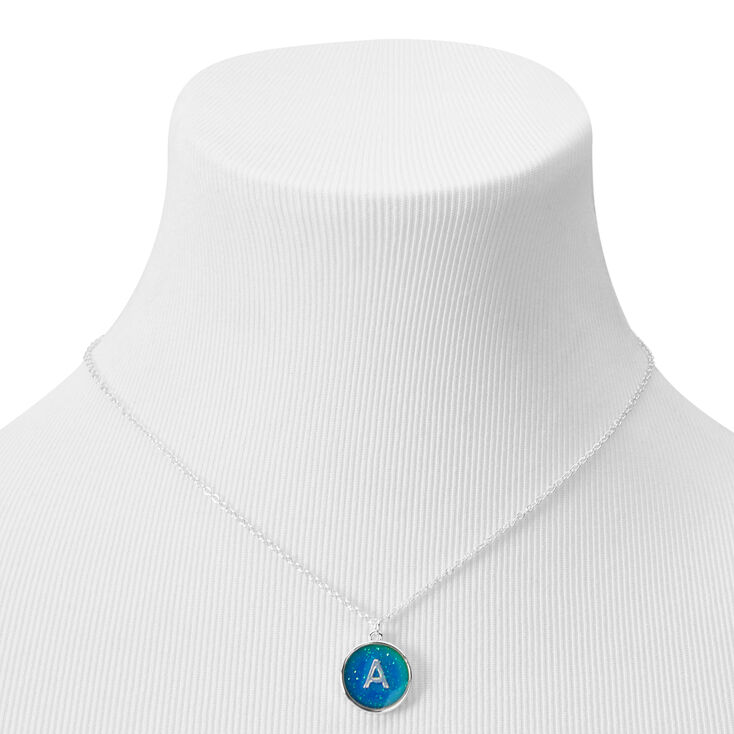 Silver Initial Mood Pendant Necklace - A,