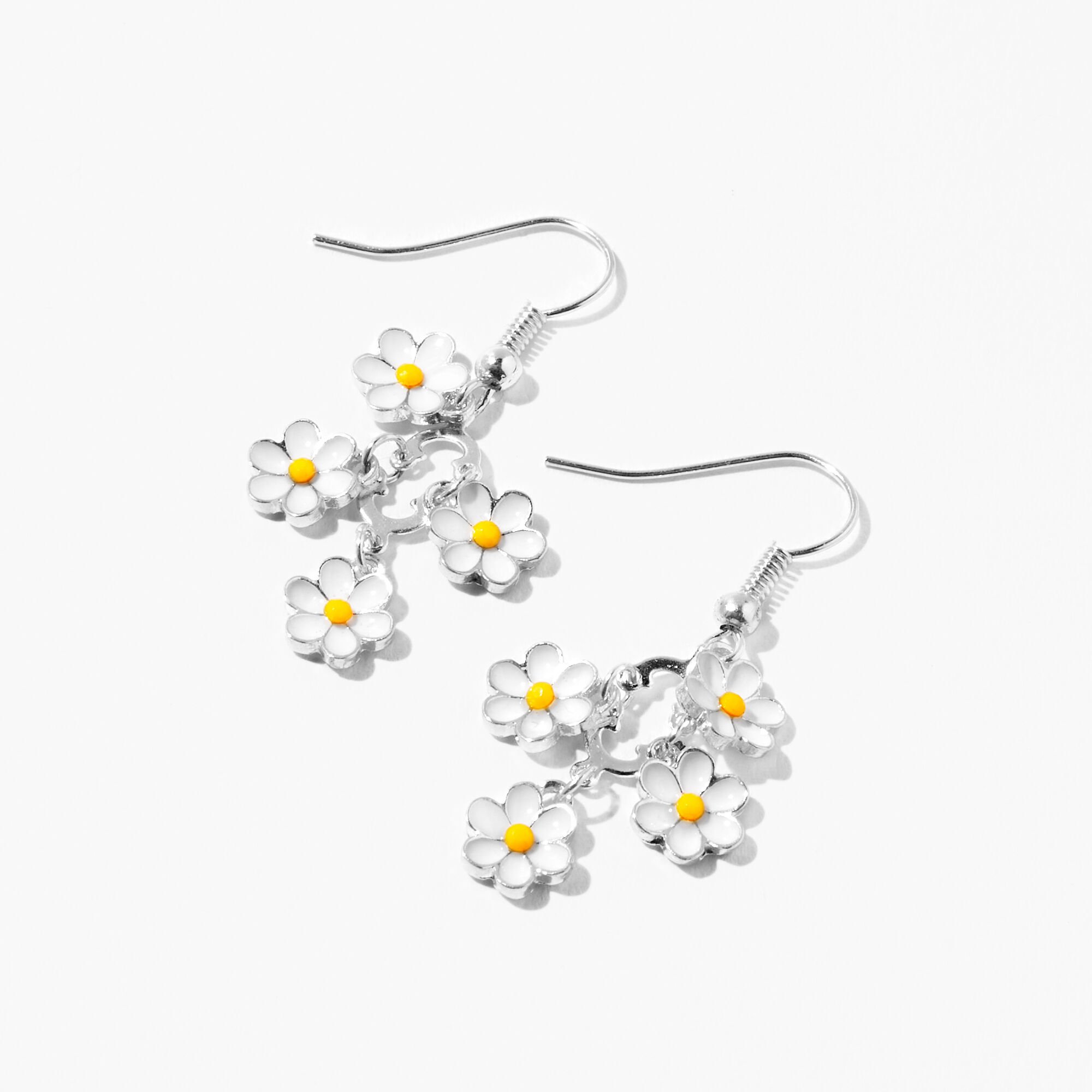 View Claires Daisy Chandelier Drop Earrings Silver information