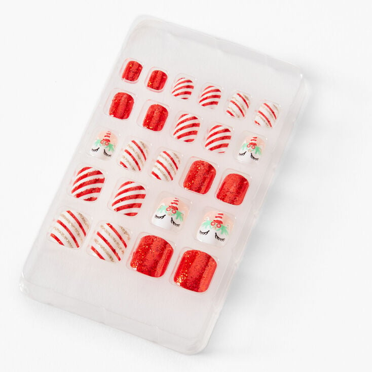 Claire&#39;s Club Christmas Unicorn Square Press On Faux Nail Set - 10 Pack,