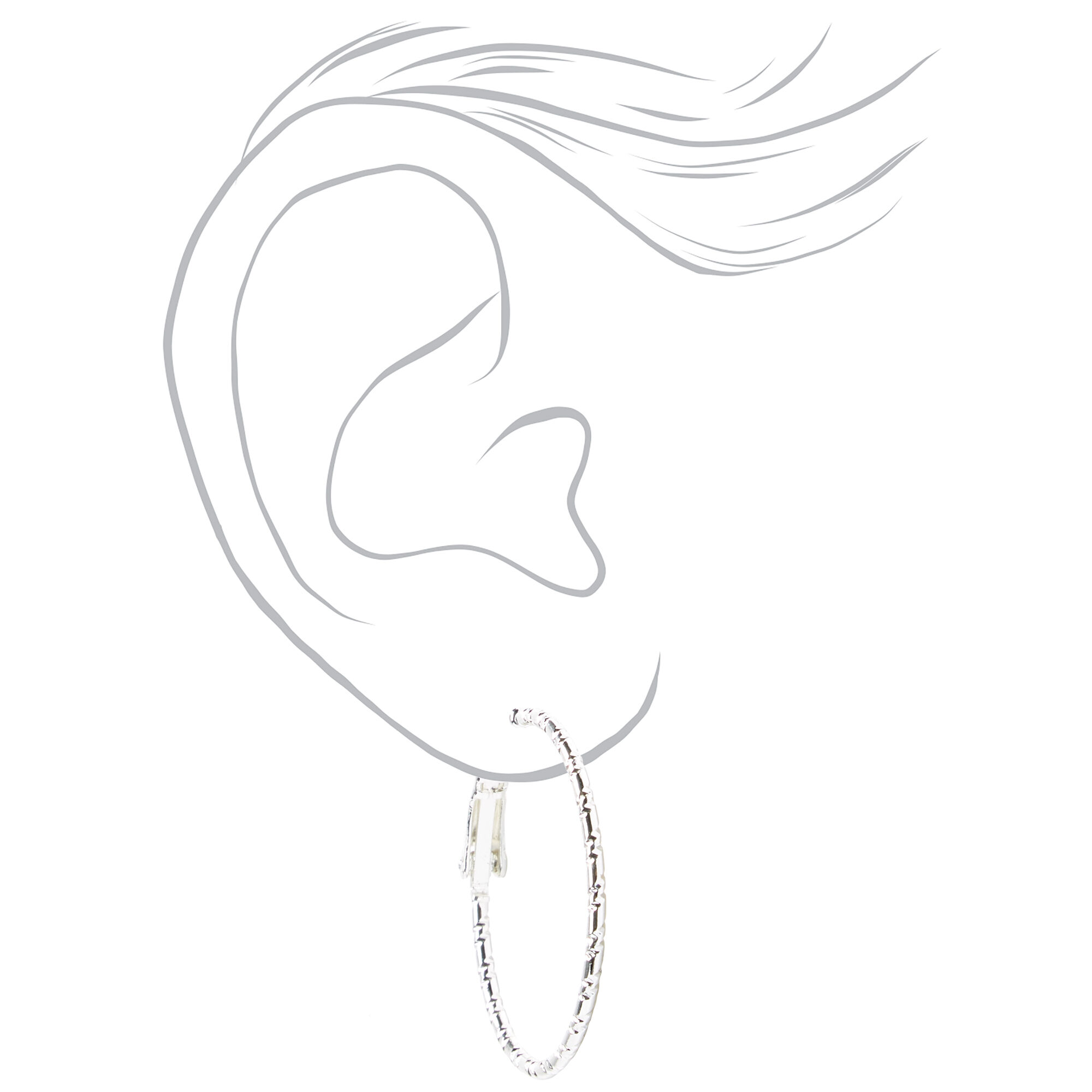 Silver-tone 30MM Textured Hoop Earrings,