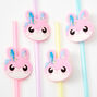 Pastel Rainbow Plastic Bunny Straws - 4 Pack,