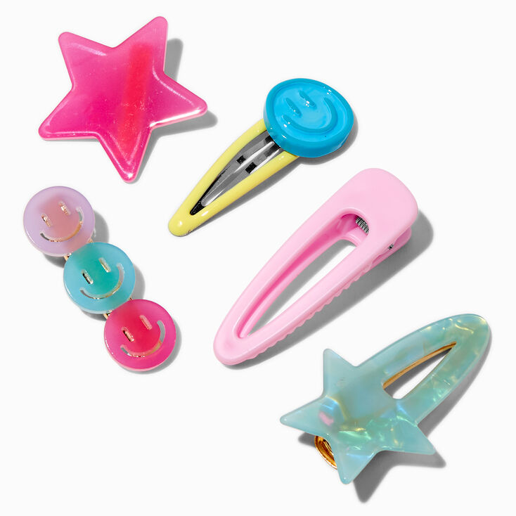 Pastel Icons Snap Hair Clips - 5 Pack,