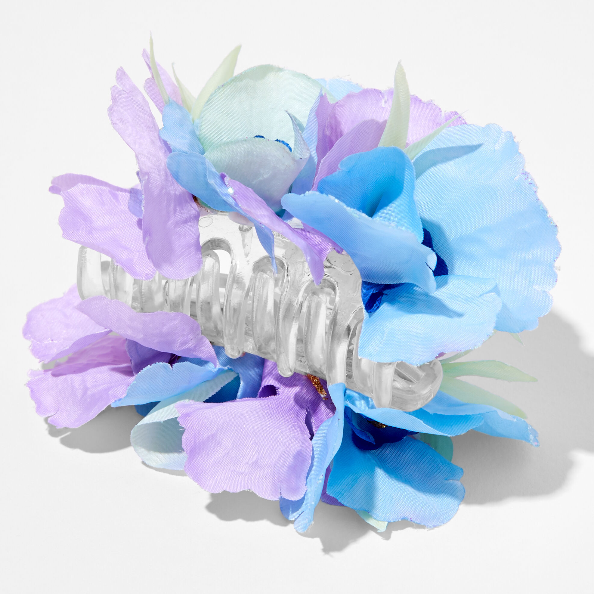 Pince à cheveux à fleurs bleues et violettes,