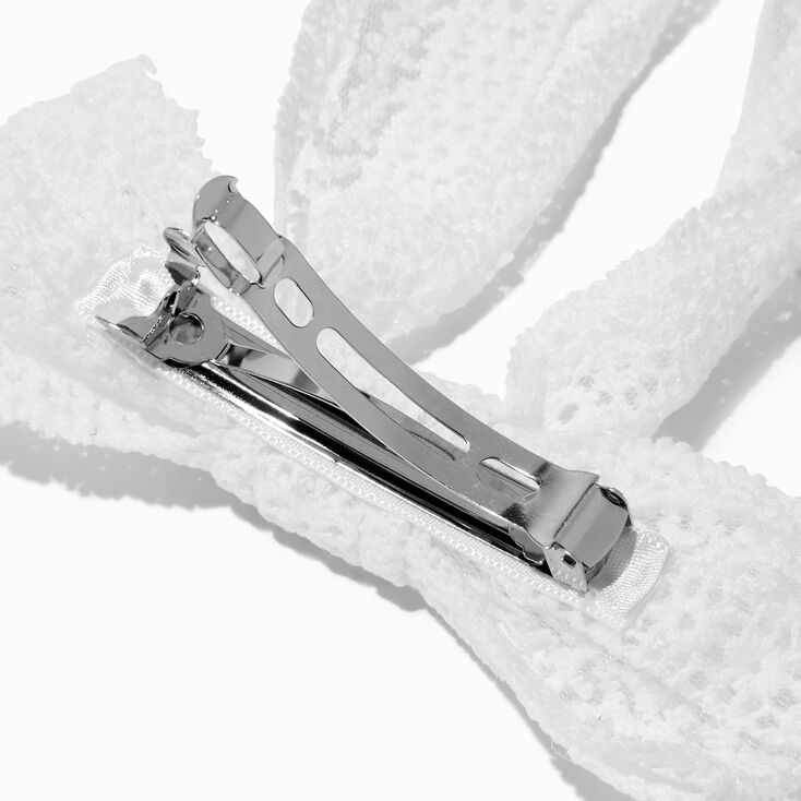 White Lace Hair Bow Clip,