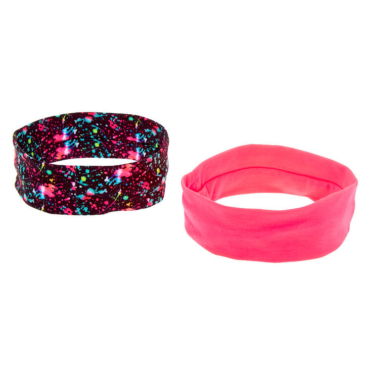 Claire's Lot de 2 bandeaux éclaboussures de peinture fluo