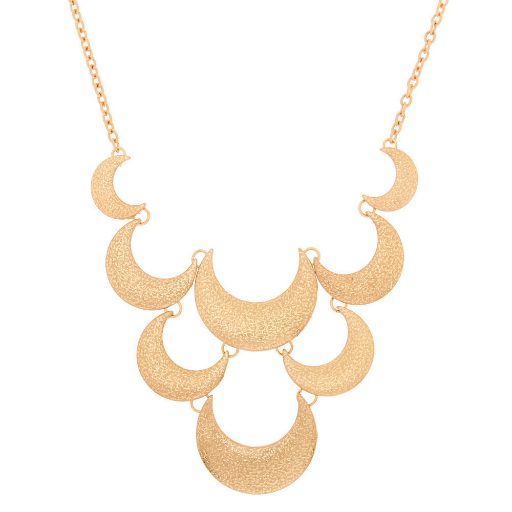 Gold Crescent Moon Statement Necklace,