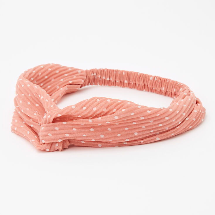 Claire's Bandeau plissé torsadé à pois - Rose tendre