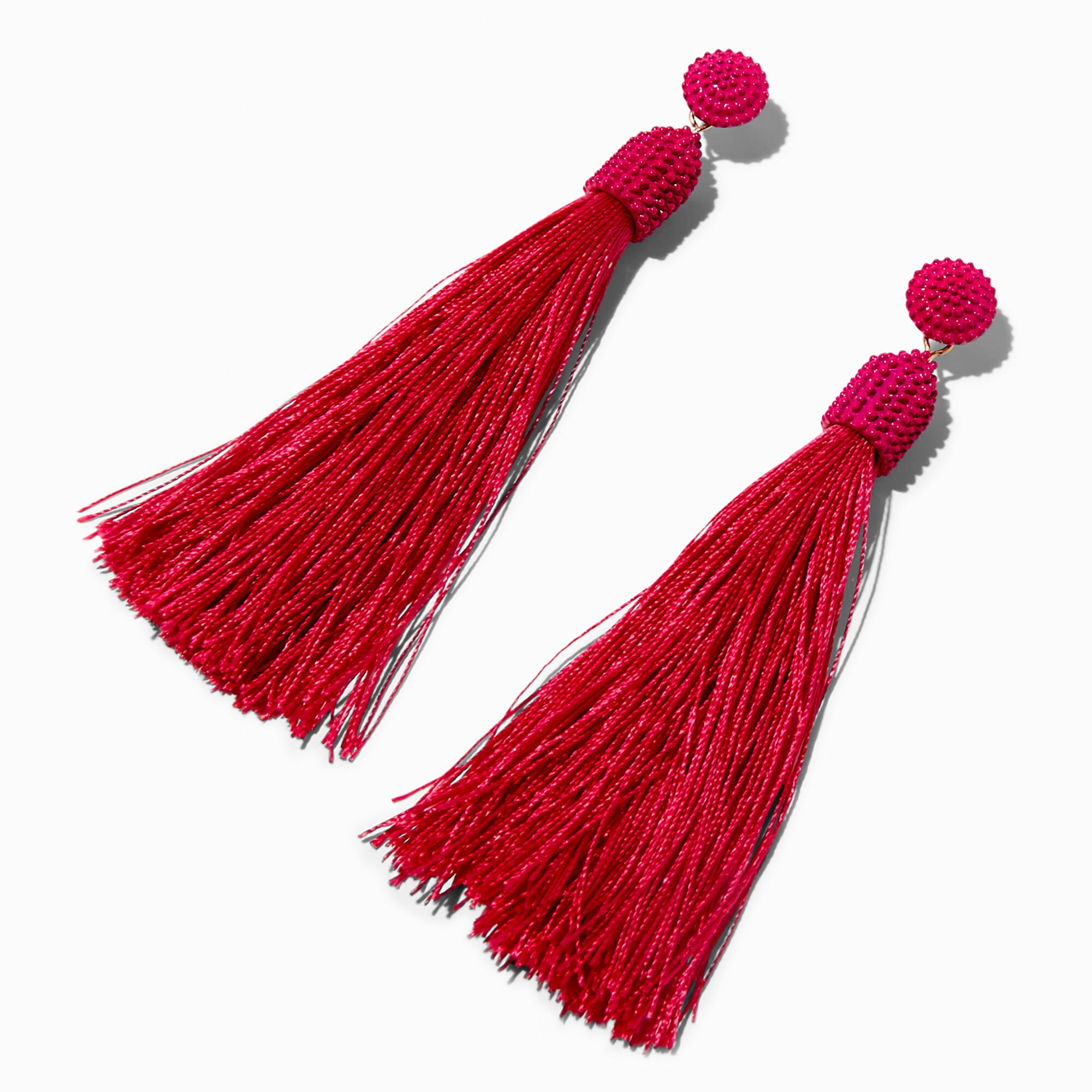Red tassel sales drop earrings