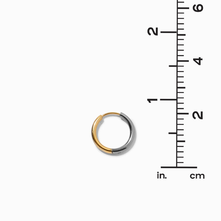 Titanium 12MM Silver &amp; Gold Hoop Earrings,