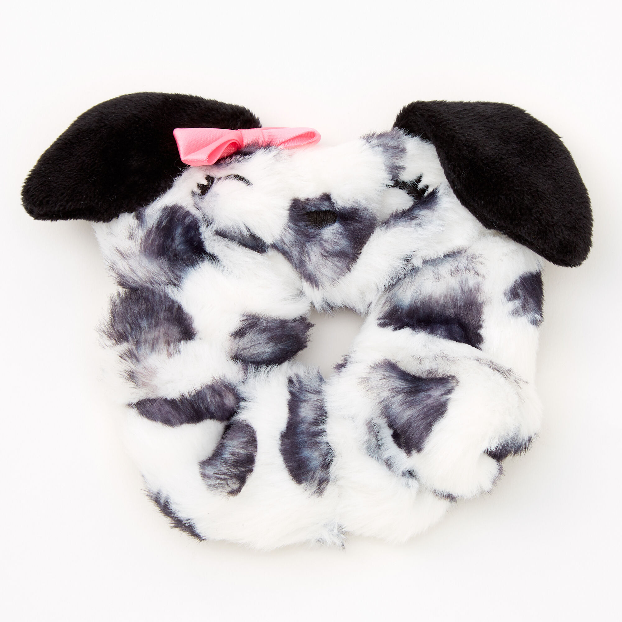 Medium Faux Fur Dalmatian Hair Scrunchie,