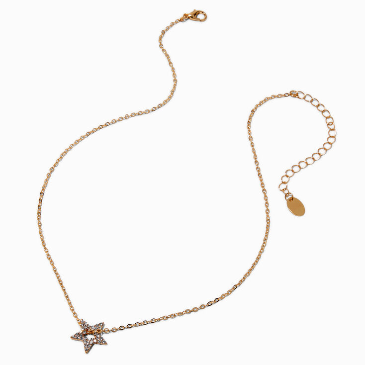 Collier &agrave; pendentif &eacute;toile pav&eacute;e strass couleur argent&eacute;e,