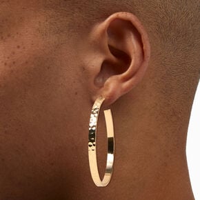 Gold-tone 60MM Hammered Hoop Earrings,