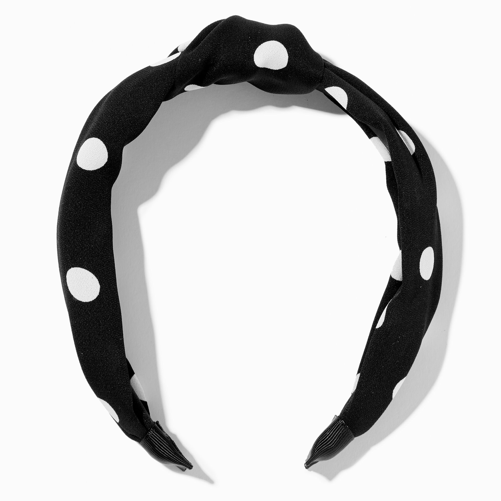 View Claires Black Dot Knotted Headband White information