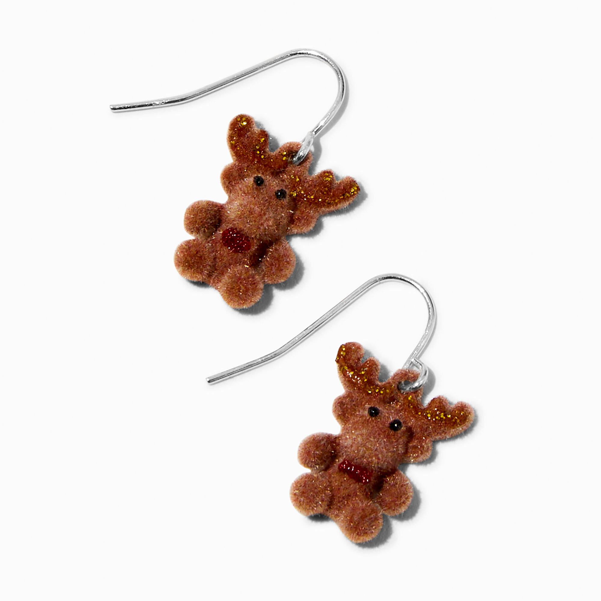 View Claires Flocked Moose 05 Drop Earrings Brown information