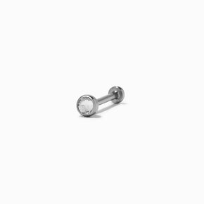 20G Silver-tone Stainless Steel Crystal Threadless Nose Stud,