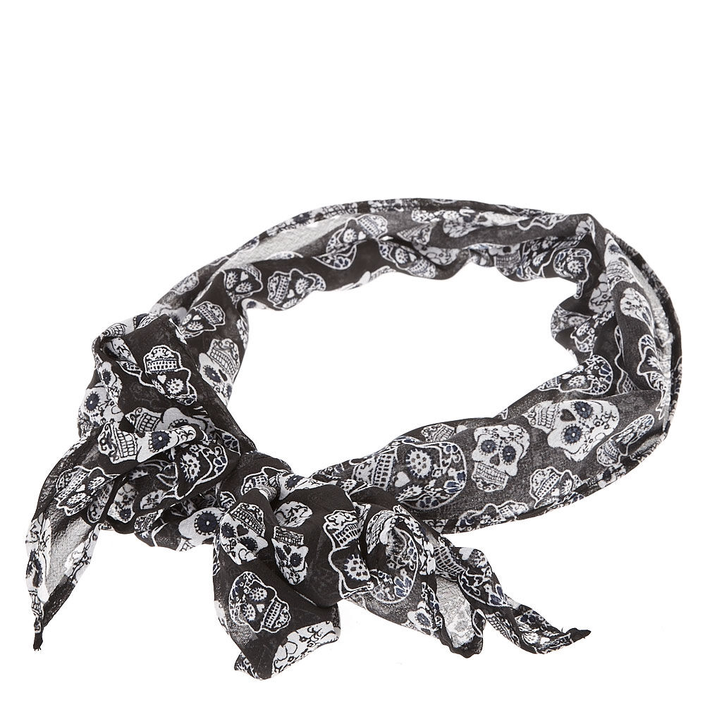 Black \u0026 White Skull Headscarf | Claire's