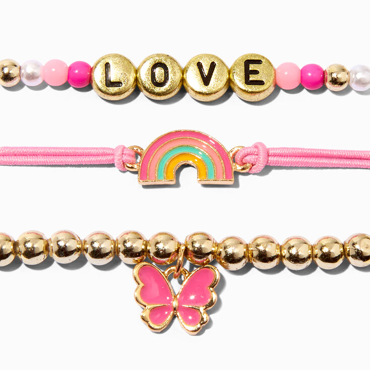 Bracelets perl&eacute;s r&eacute;glables avec perles d&rsquo;imitation &laquo;&nbsp;Love&nbsp;&raquo; Claire&#39;s&nbsp;Club - Lot de 3,