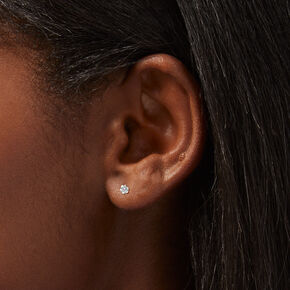 C LUXE by Claire&#39;s Sterling Silver Cubic Zirconia Graduated Round Cupcake Stud Earrings - 2 Pack,