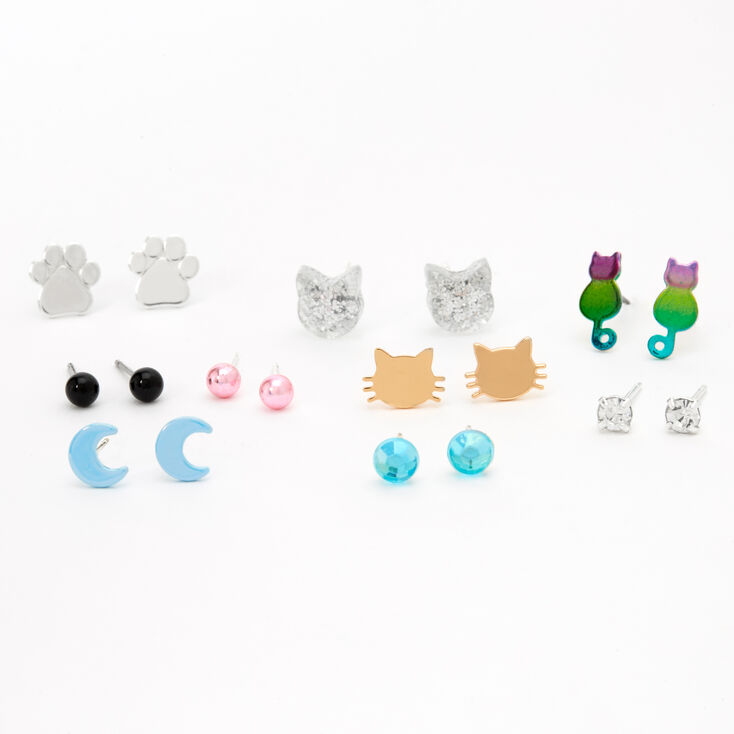 Claire's Clous d'oreilles variés motif chat - Lot de 9