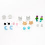 Cat Mix Stud Earrings - 9 Pack,