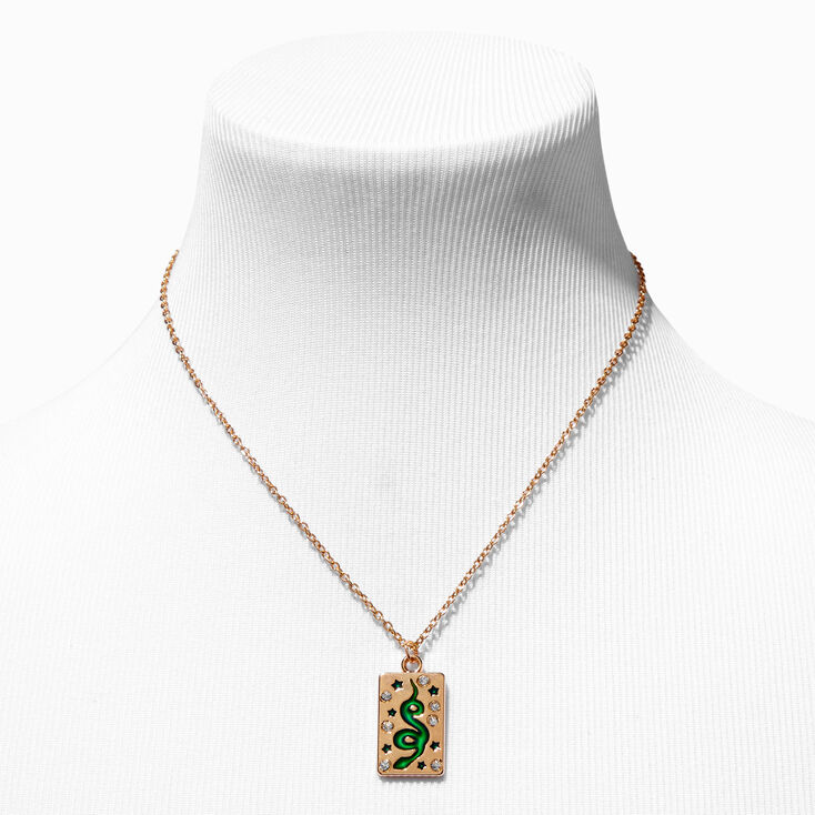 Gold Snake Tarot Card Mood Pendant Necklace,