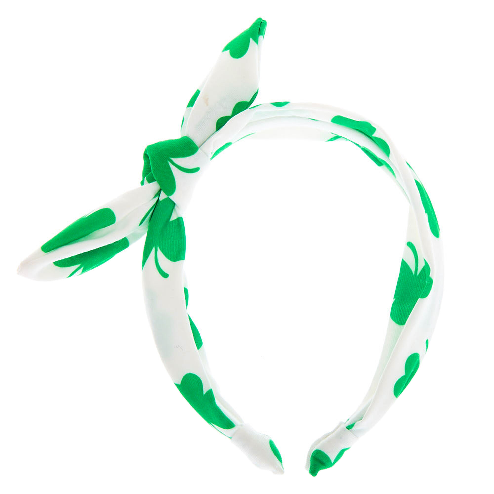 Shamrock Knotted Bow Headband - White,
