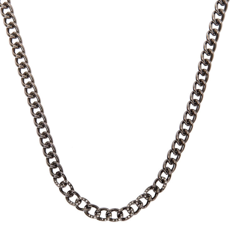 Hematite Embellished Chain Necklace,
