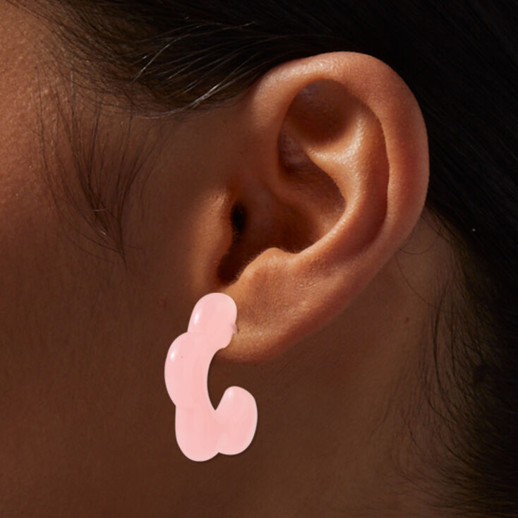 Pink Flower 30MM Hoop Earrings