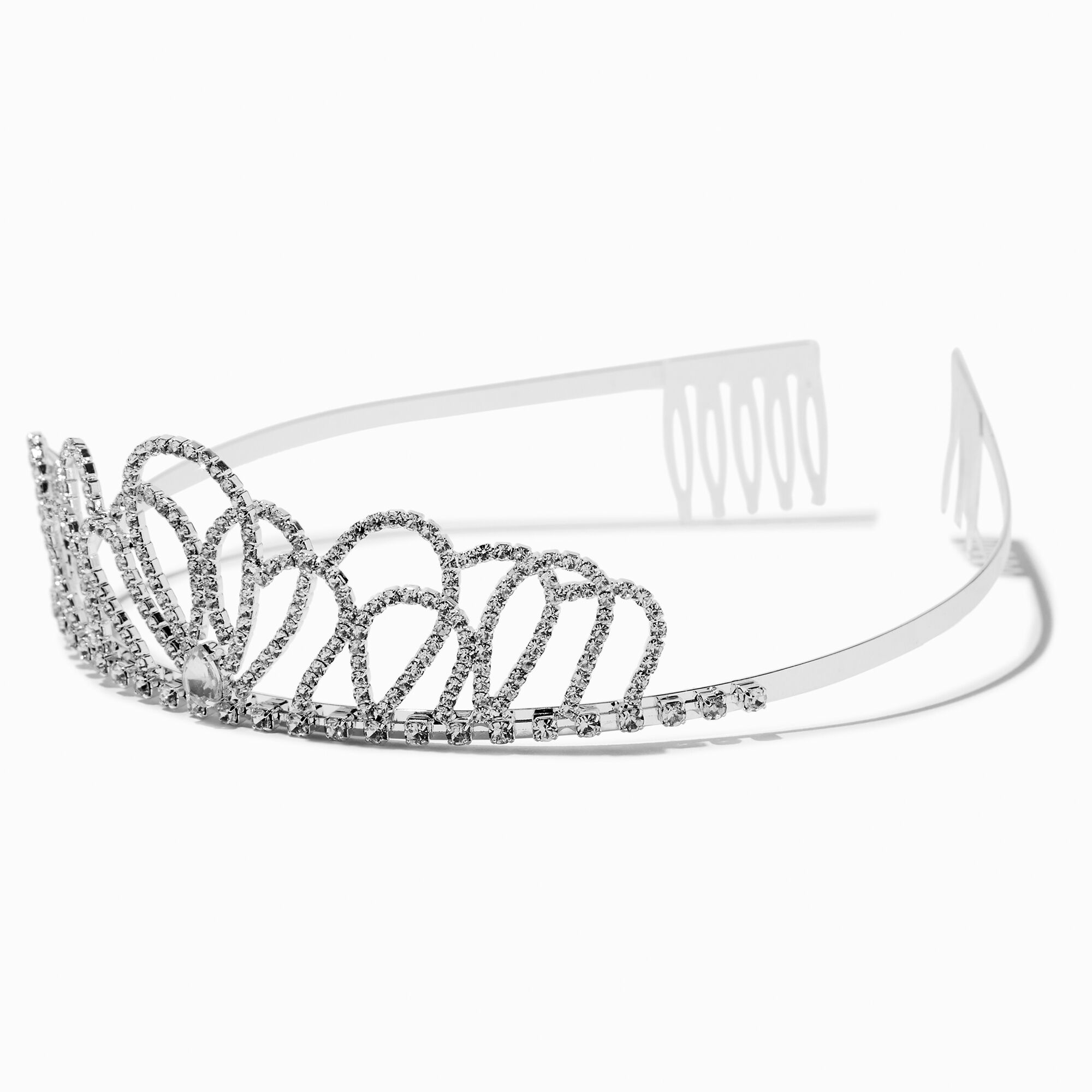 View Claires Rhinestone Loop Tiara Headband Silver information