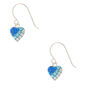 Sterling Silver Blue Ombre Heart Drop Earrings,