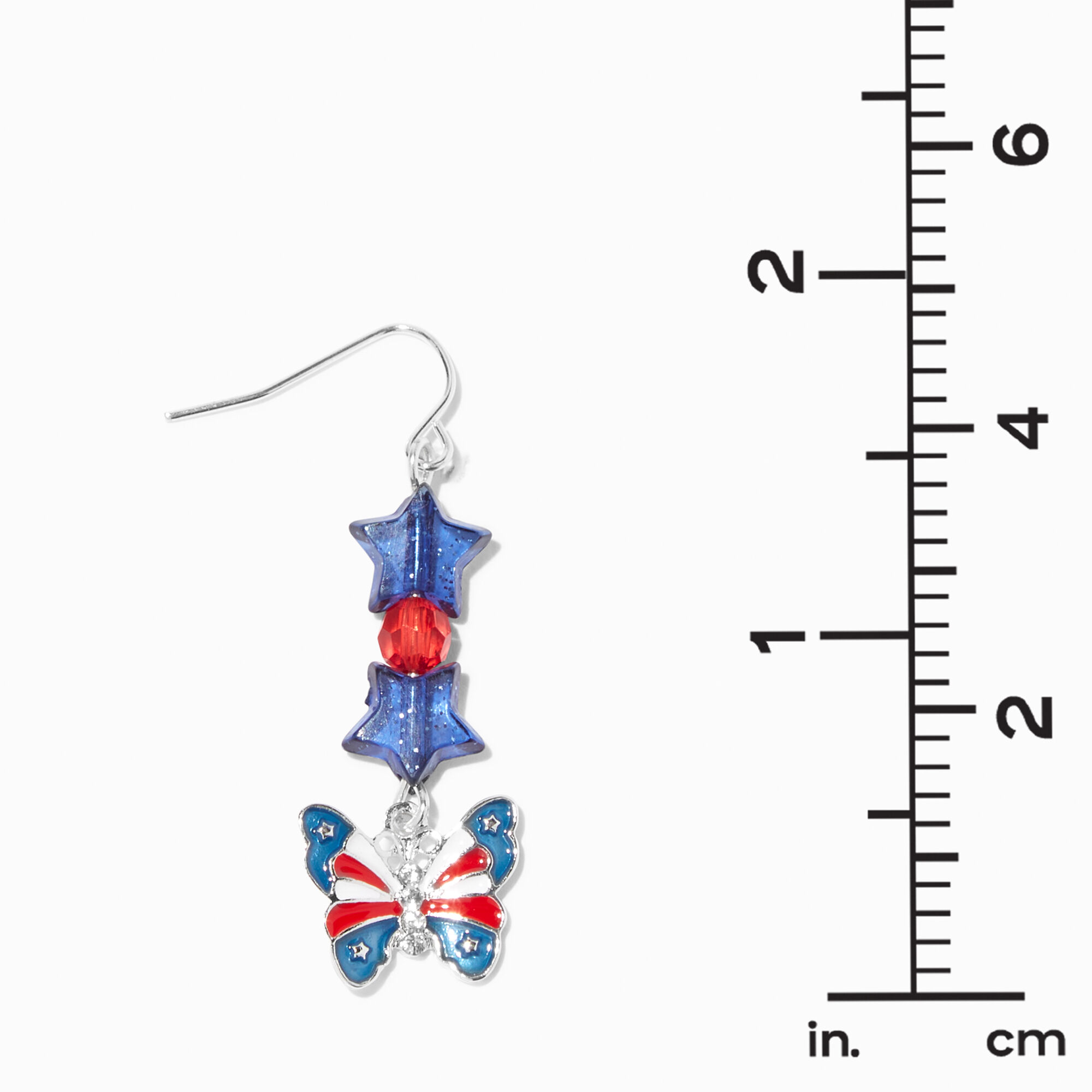 Stars & Stripes Butterfly 1.5" Drop Earrings,