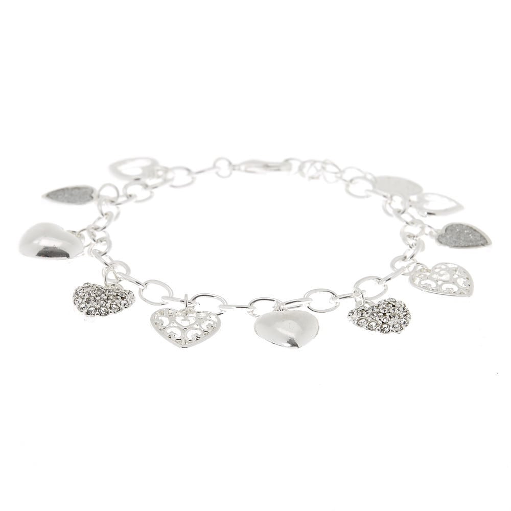 STERLING SILVER CHARM BRACELET WITH FANCY HEART PADLOCK.… | Drouot.com