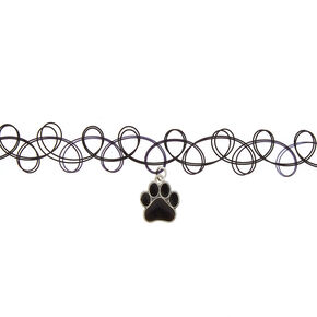 Paw Print Mood Tattoo Choker Necklace,